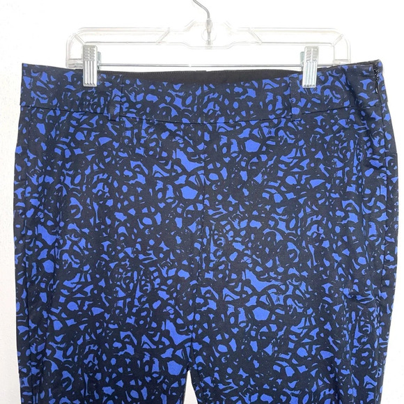 Ann Taylor Chelsea Crop Black & Blue Printed High Rise Pants 10 Women’s - Picture 3 of 13